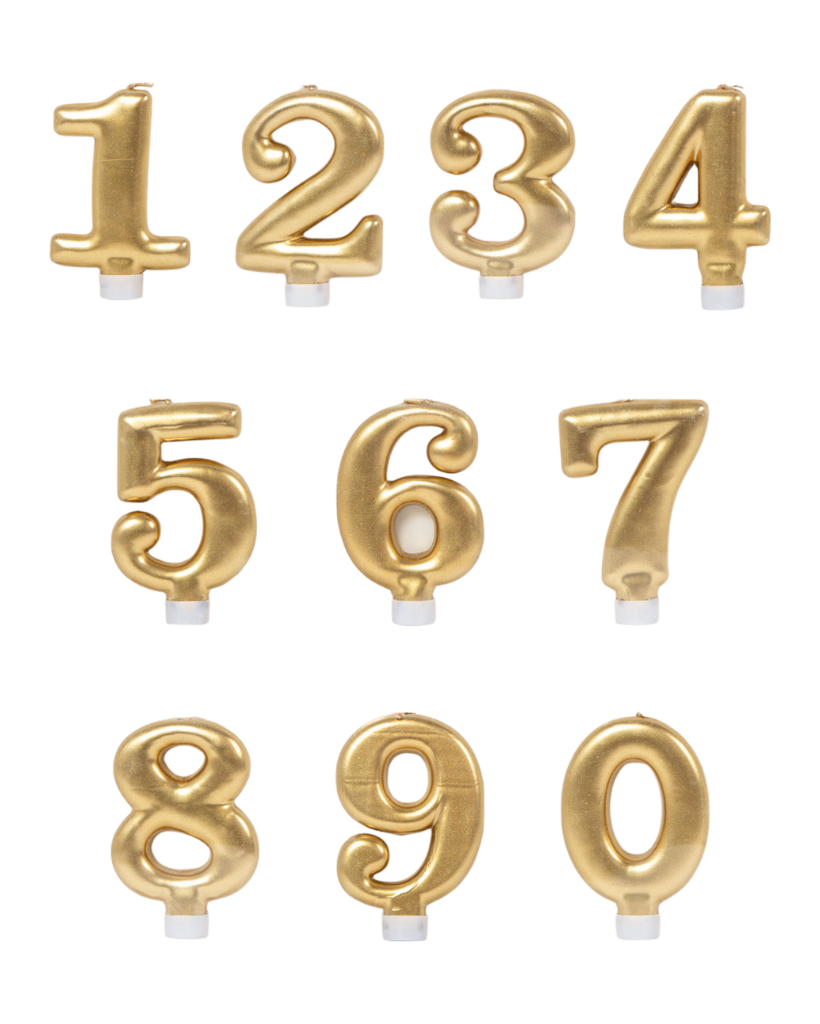 Metallic Gold Number Candles