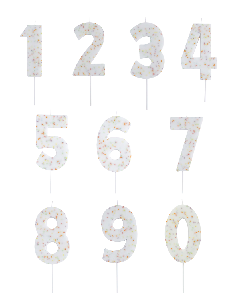 White Sprinkle Number Candles