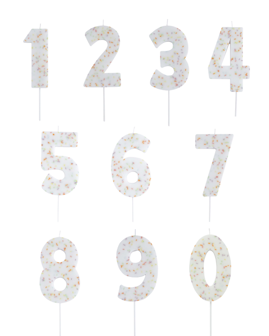 White Sprinkle Number Candles
