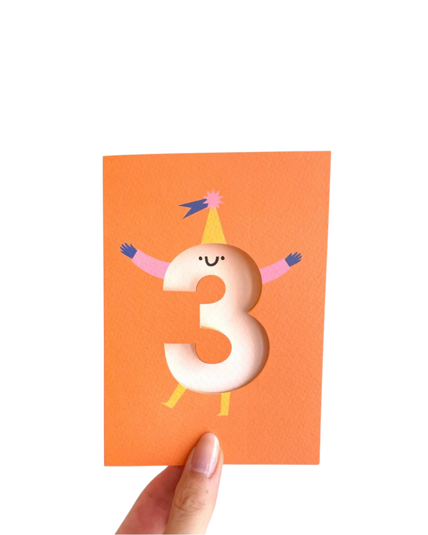 Three Die Cut Number Birthday Card