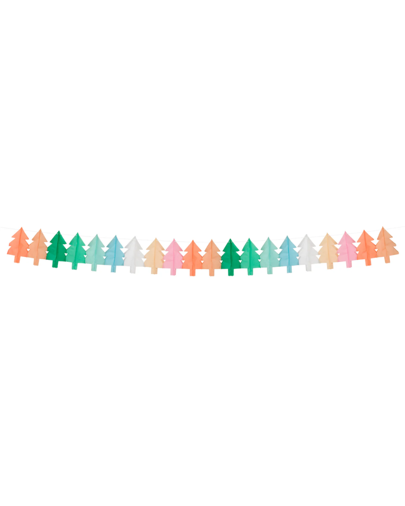 Tissue Paper Christmas Tree Garlands - Pack of 3