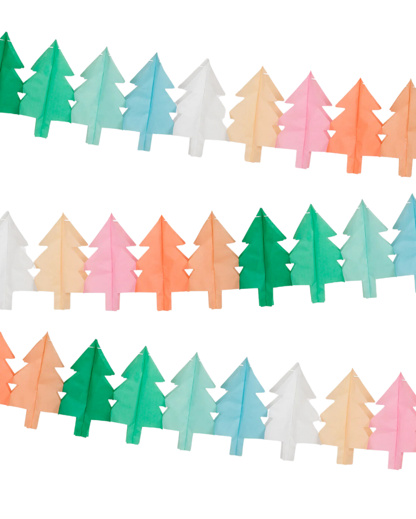 Tissue Paper Christmas Tree Garlands - Pack of 3