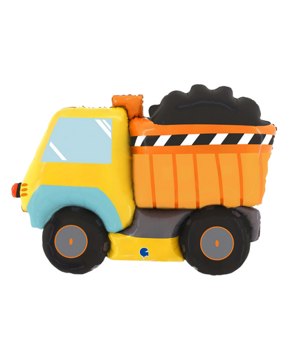 Dump truck foil balloon for construction themed kids party 