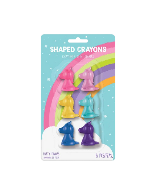 Packaged unicorn shaped crayons pack of 6