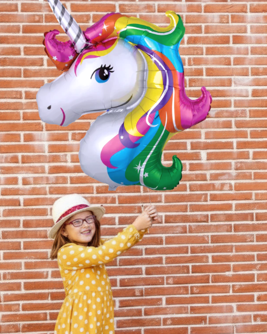 Rainbow Unicorn Foil Balloon Filled with Helium