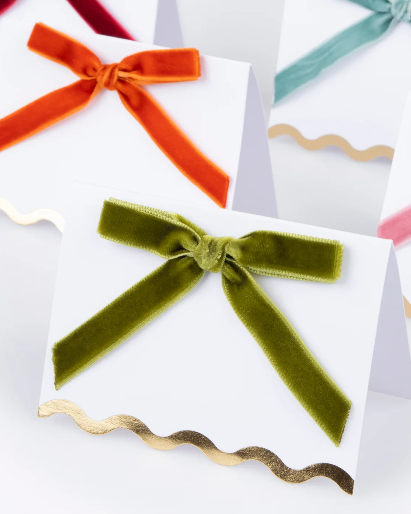 Thanksgiving Velvet Bow Place Cards