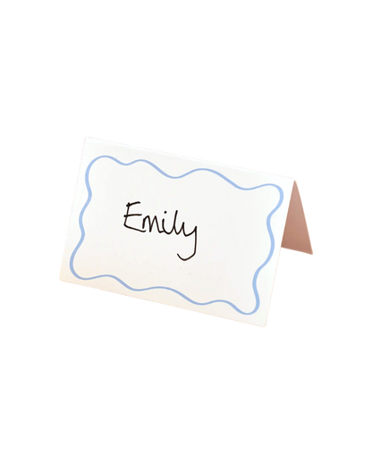 White & Blue Wavy Place Cards