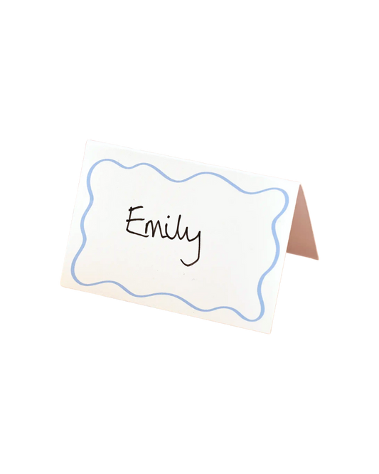White & Blue Wavy Place Cards