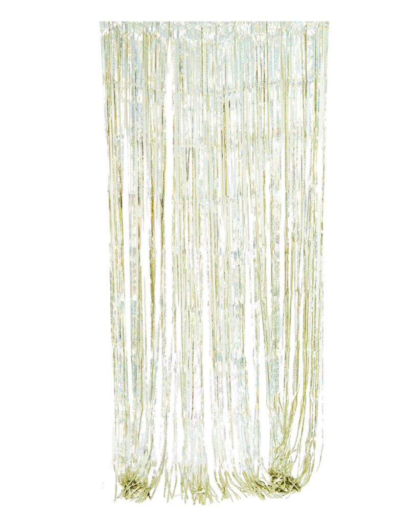 Holographic White Gold Foil Curtain