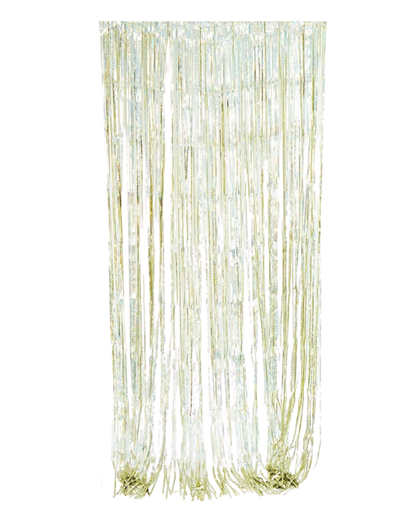 Holographic White Gold Foil Curtain