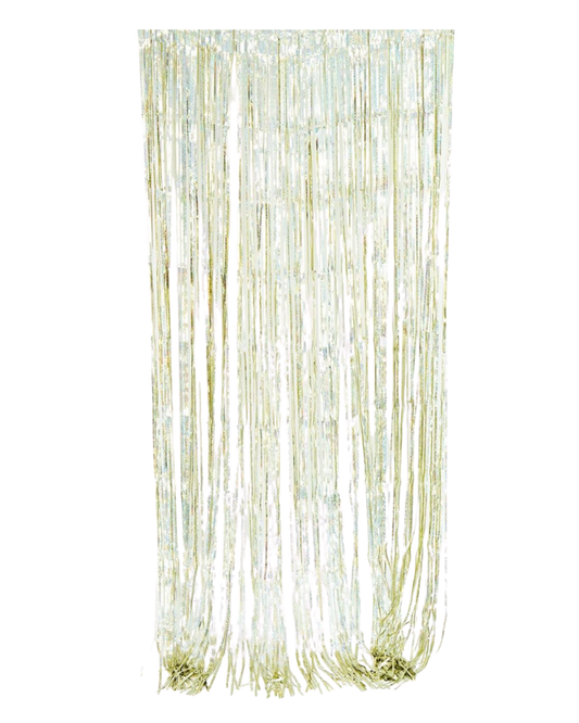 Holographic White Gold Foil Curtain