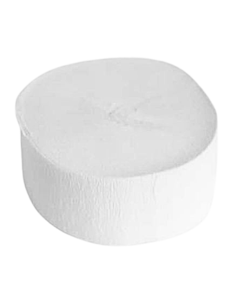white crepe paper streamer rolls