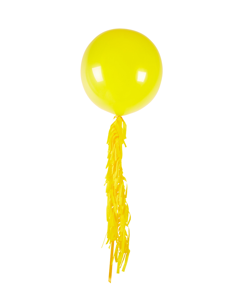 Yellow balloon with tassels on a white background