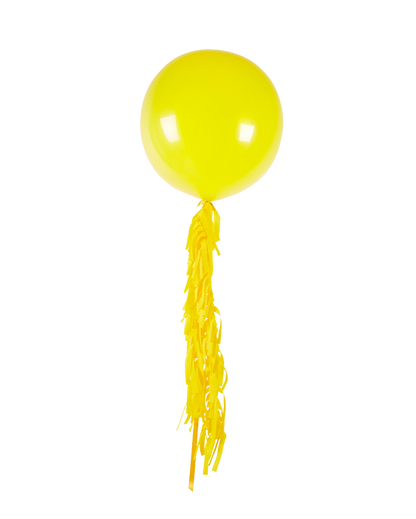 Yellow balloon with tassels on a white background