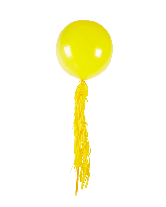 Yellow balloon with tassels on a white background