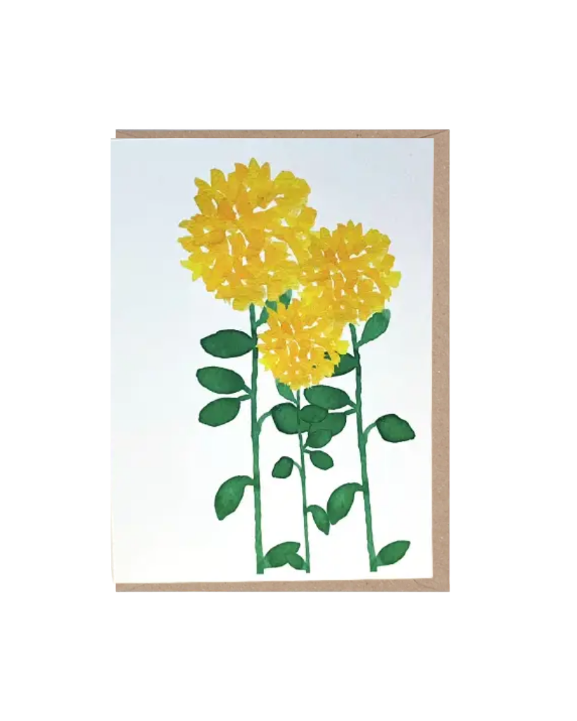Yellow Pom Pom Flower Card