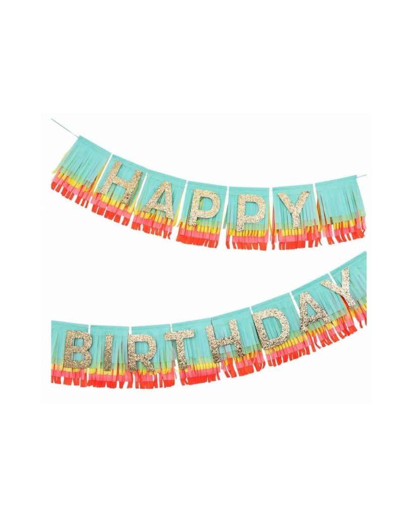 Rainbow Happy Birthday Fringe Garland