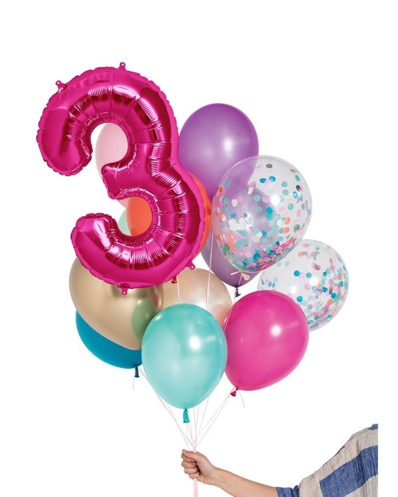 Mermaid Balloon Set and Foil Number Filled with Helium
