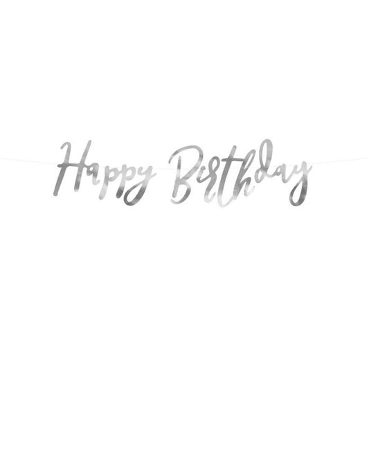 Silver Happy Birthday Banner