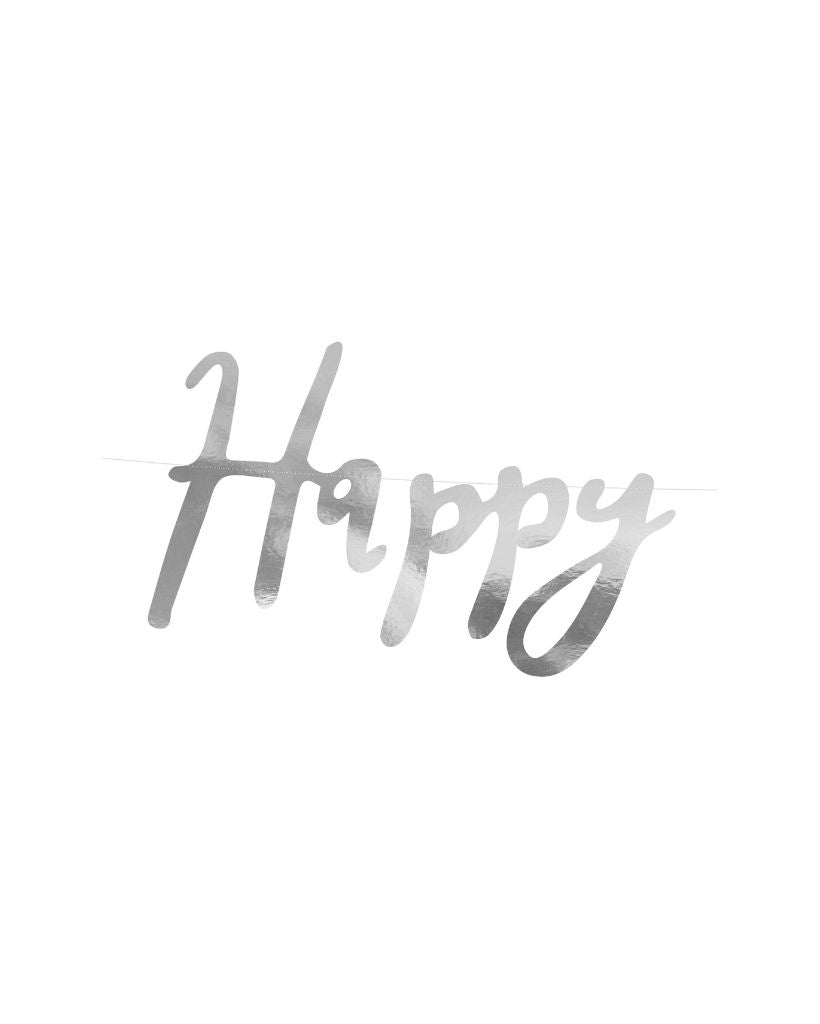 Silver Happy Birthday Banner