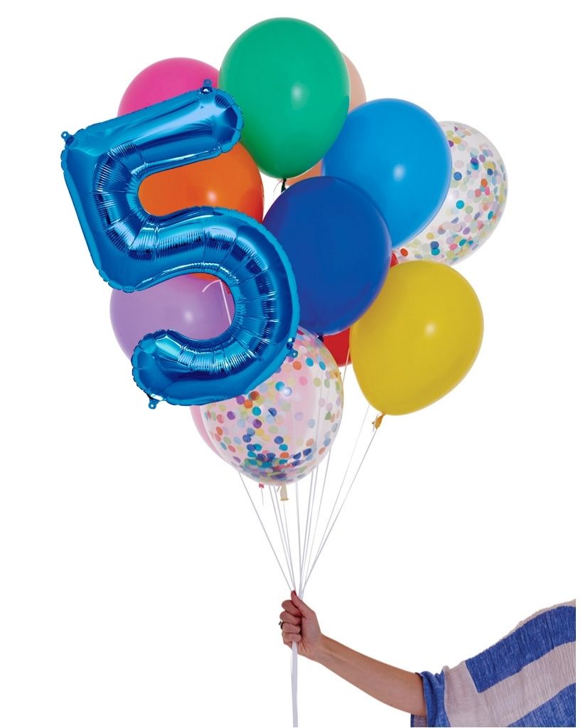 Rainbow Balloon Set and Foil Number Filled with Helium