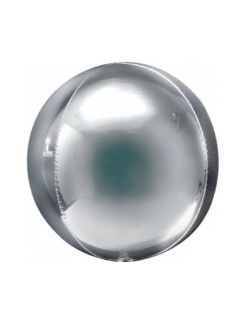 Silver Orb Balloon Filled with Helium