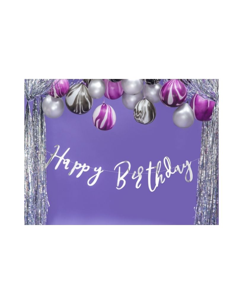 Silver Happy Birthday Banner