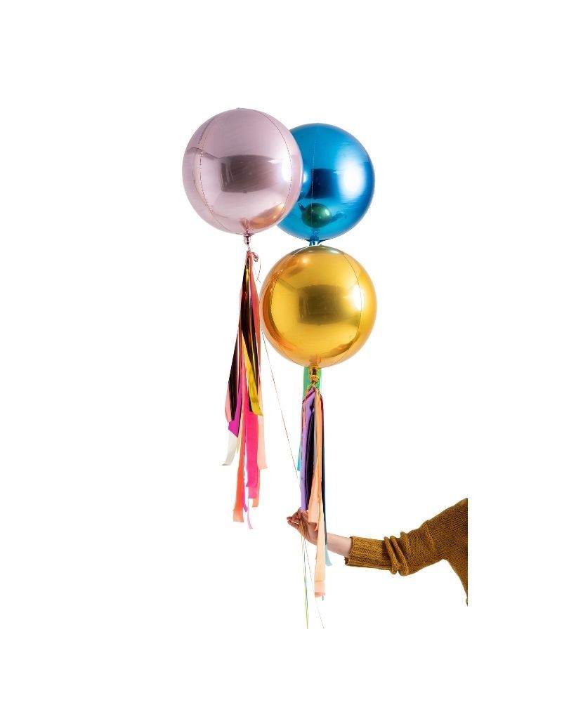 Inflated Pink Shimmer Orb and Streamer