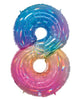 100cm Rainbow Number Balloon Filled with Helium
