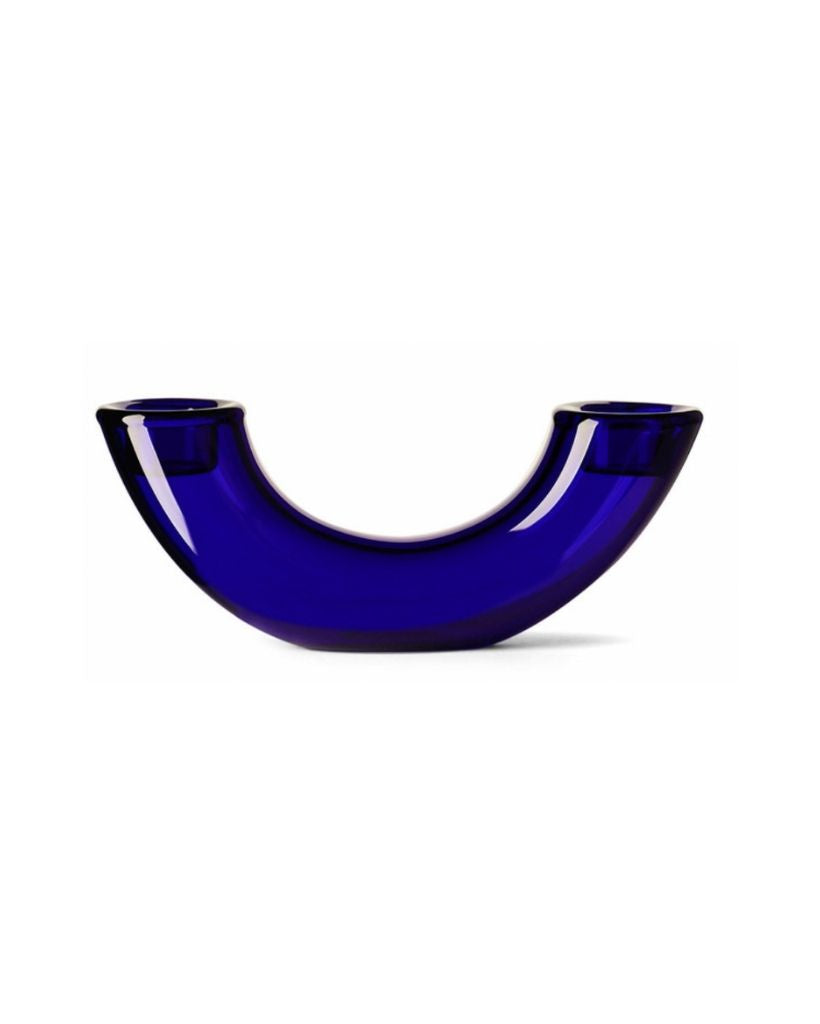 Blue Glass Double Candle Holder