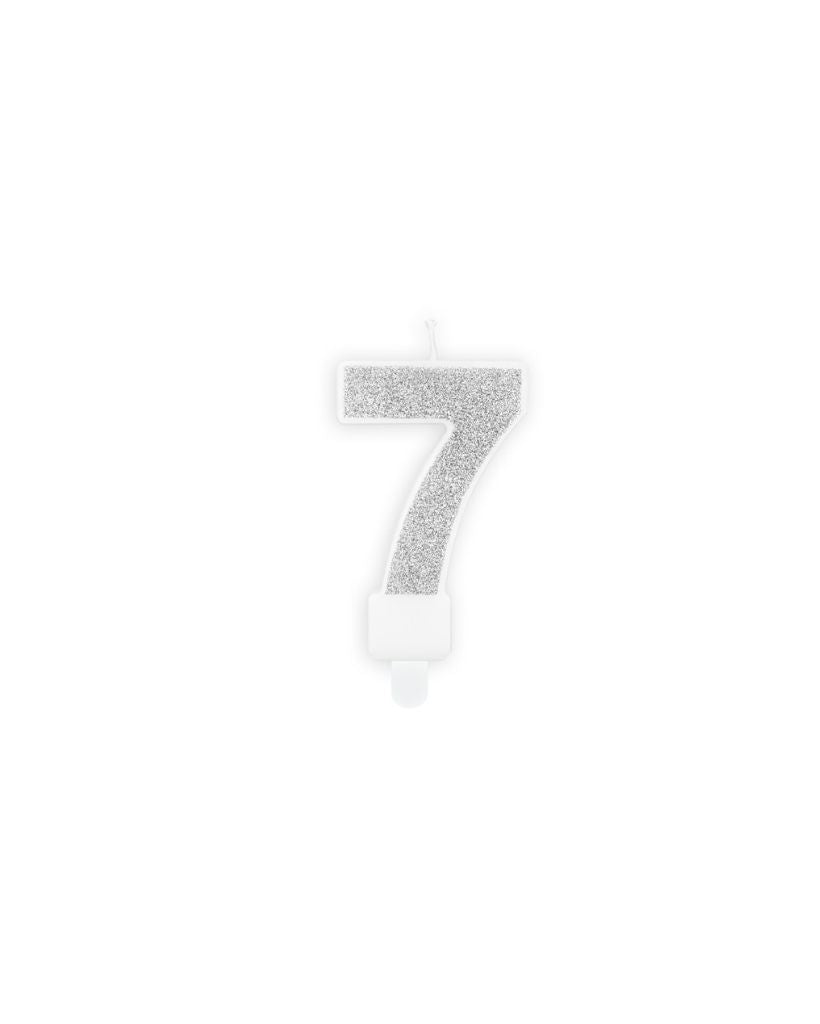 Silver Glitter Number Candle