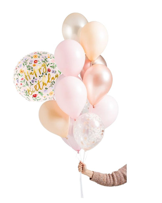 Blossom Happy Birthday Set Filled with Helium