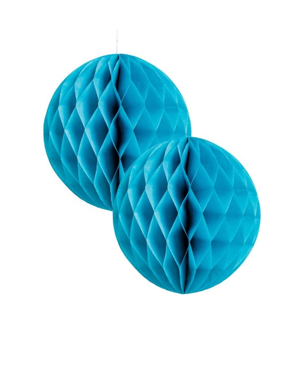 Small Electric Blue Honeycomb Ball 2 Pack