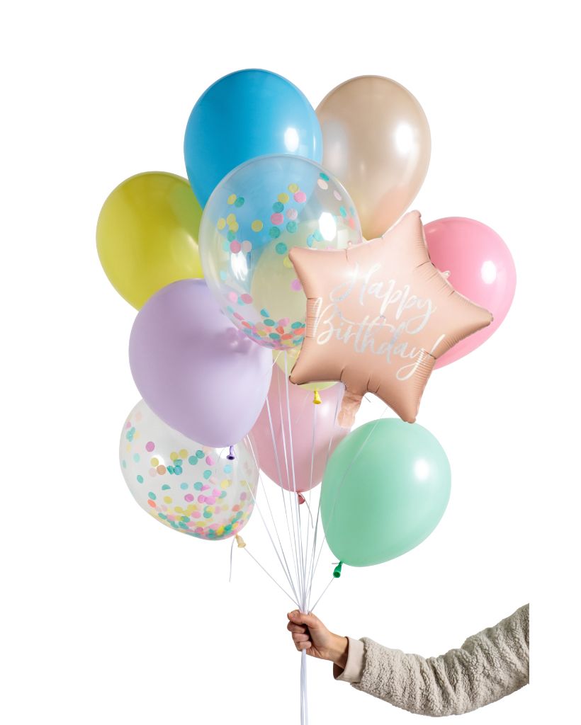 Pastel Rainbow Happy Birthday Set Filled with Helium