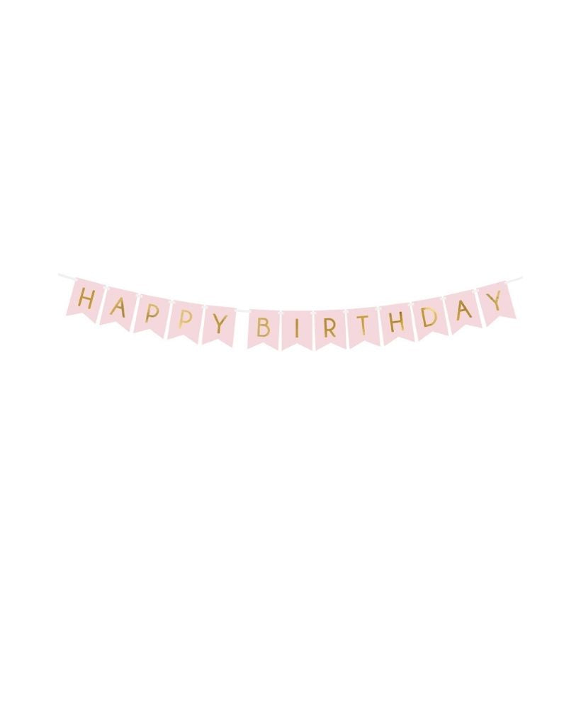 Light Pink Happy Birthday Banner