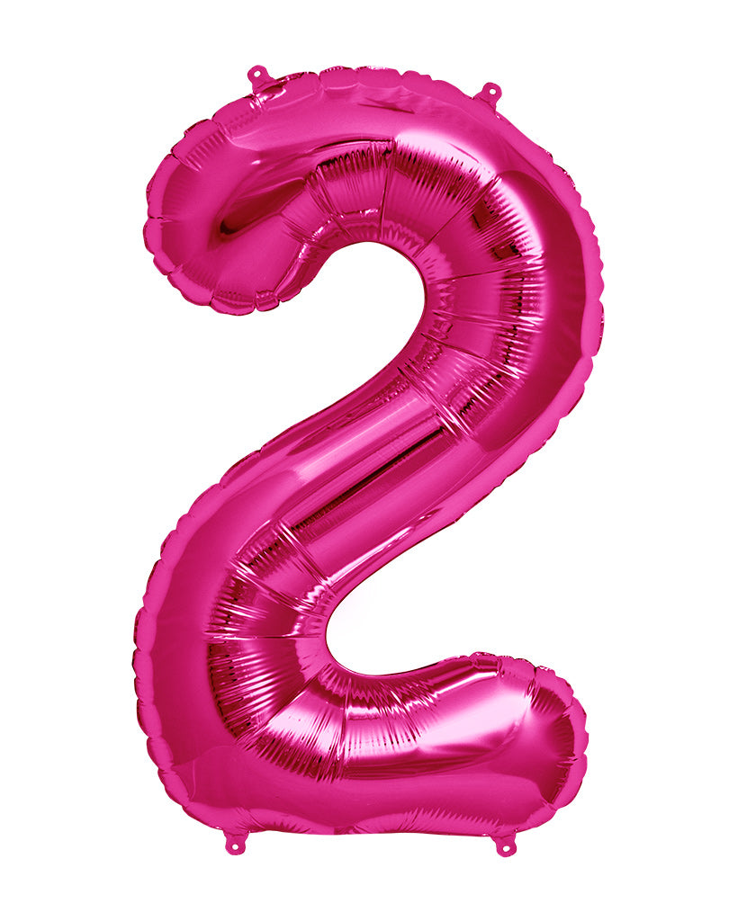 86cm Bright Pink Number Balloons with Helium