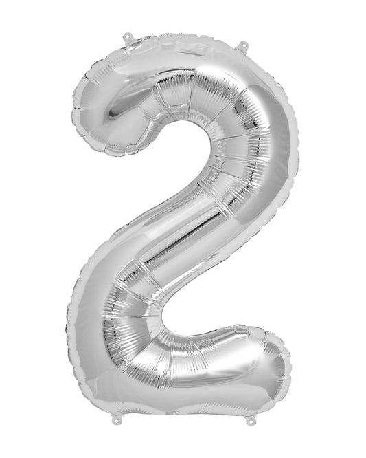 86cm Silver Number Balloons with Helium