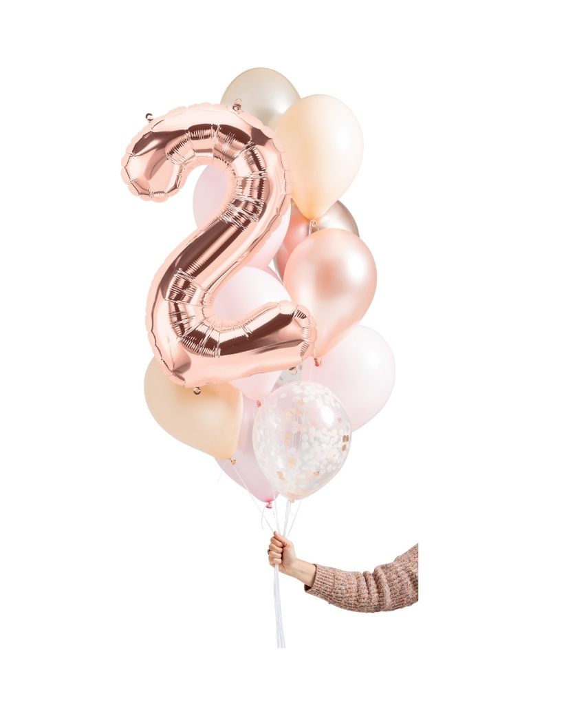 Blossom Balloon Set and Foil Number Filled with Helium