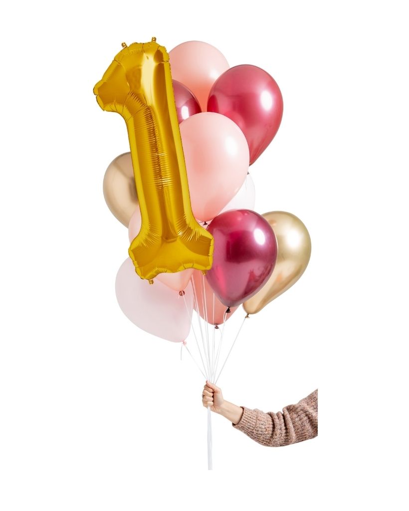 Rosewood Balloon Set and Foil Number Filled with Helium