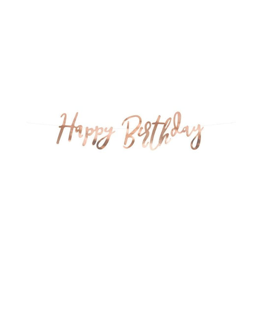 Rose Gold Happy Birthday Banner