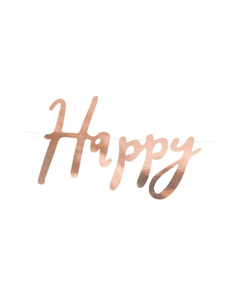 Rose Gold Happy Birthday Banner