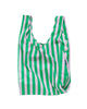 Pink Green Stripe Baggu Reusable Bag