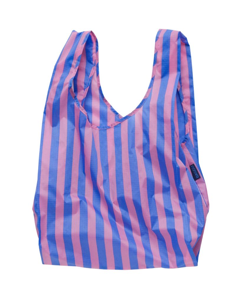 Blue Pink Stripe Baggu Reusable Bag