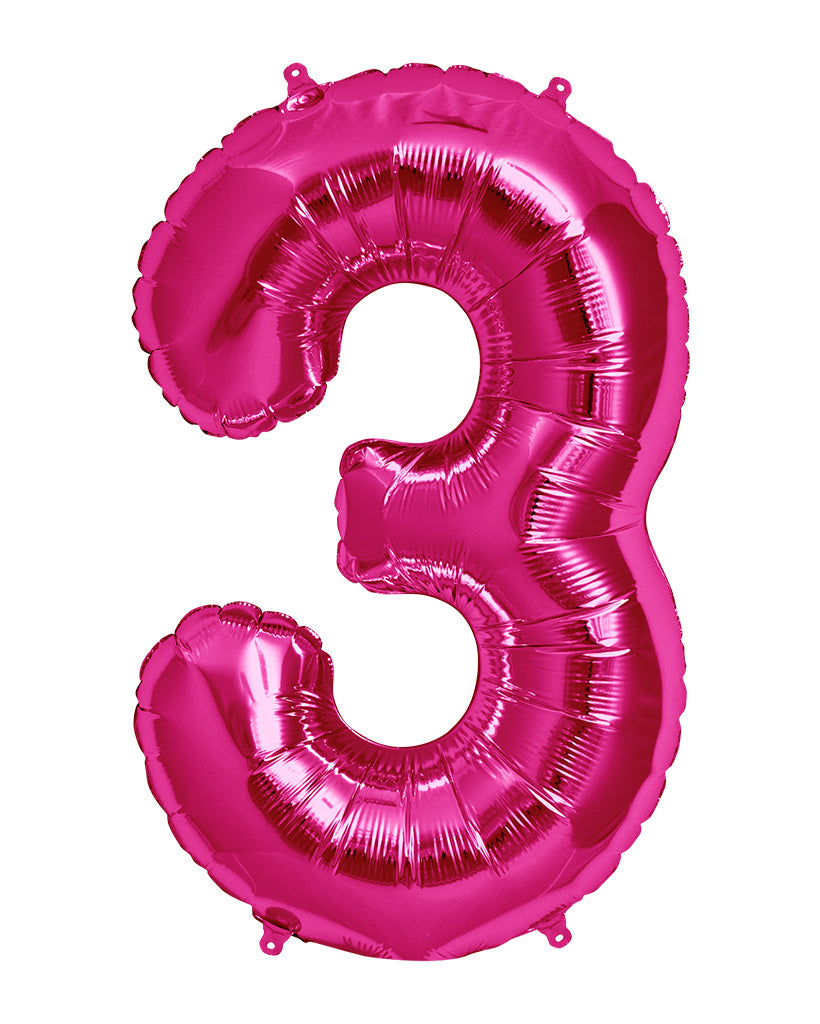 86cm Bright Pink Number Balloons with Helium