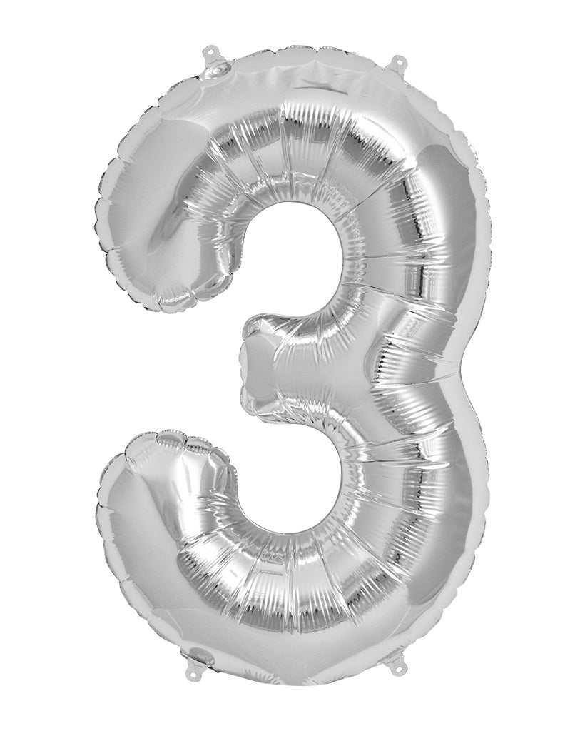 86cm Silver Number Balloons with Helium