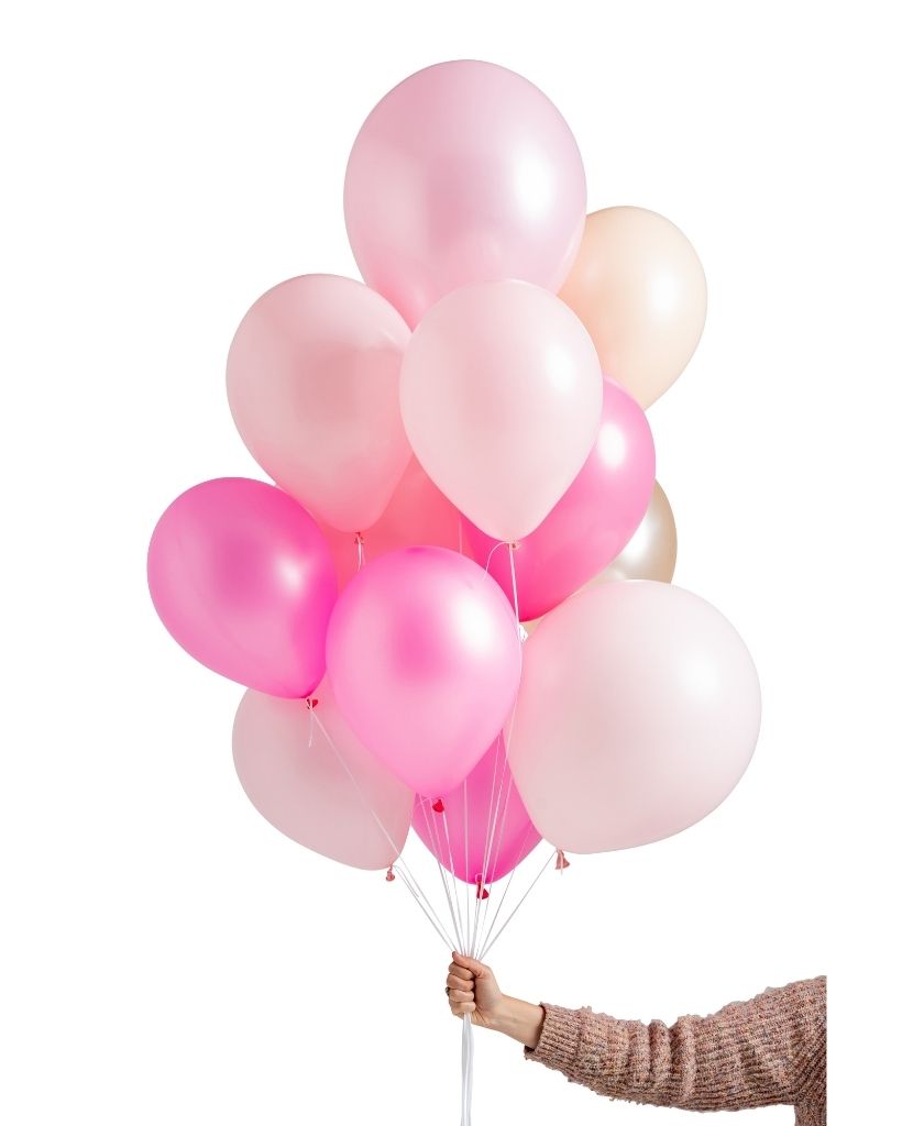 Pink Shimmer Mixed Balloon Set Inflated with Helium