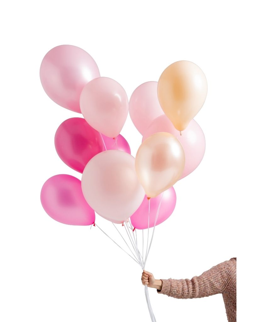 Pink Shimmer Mixed Balloon Set Inflated with Helium