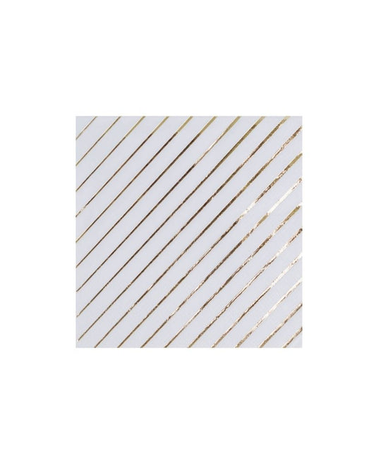 White & Gold Striped Small Napkins