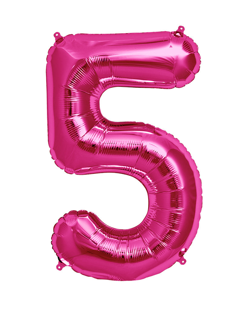 86cm Bright Pink Number Balloons with Helium