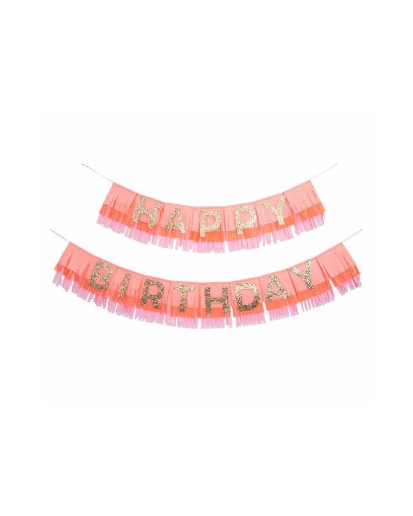 Pink Happy Birthday Fringe Garland